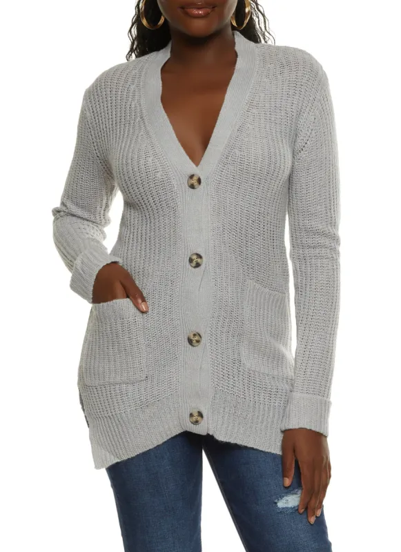 Solid Button Front Cardigan sold by Rainbow