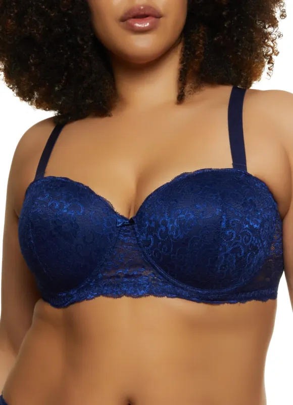 Plus Size Floral Lace Balconette Bra | Converts to Strapless sold by Rainbow