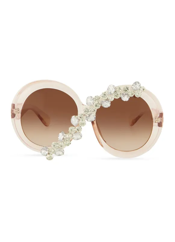 Rhinestone Embellished Round Sunglasses sold by Rainbow