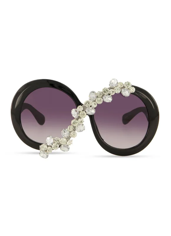 Rhinestone Embellished Round Sunglasses sold by Rainbow