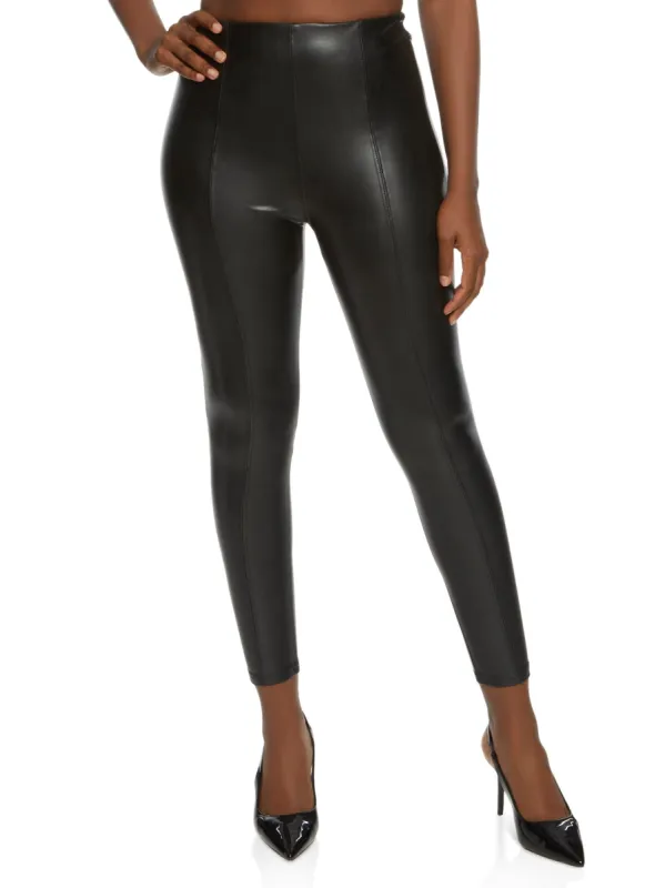 Faux Leather Pintuck High Waist Pants sold by Rainbow