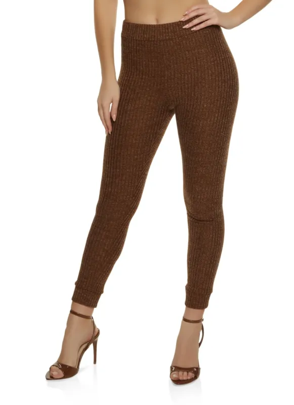 Ribbed Knit High Waist Joggers sold by Rainbow