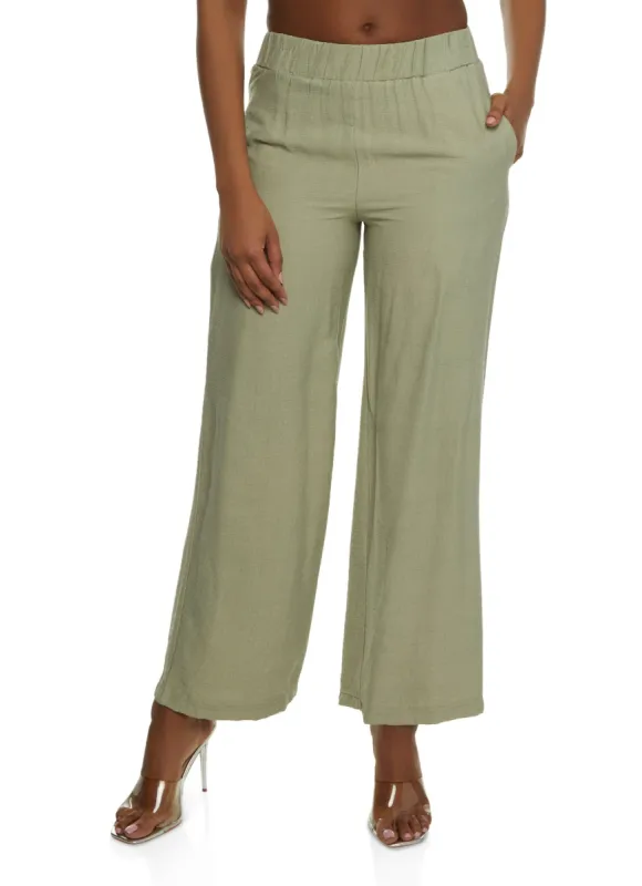 Linen High Waisted Wide Leg Pants sold by Rainbow