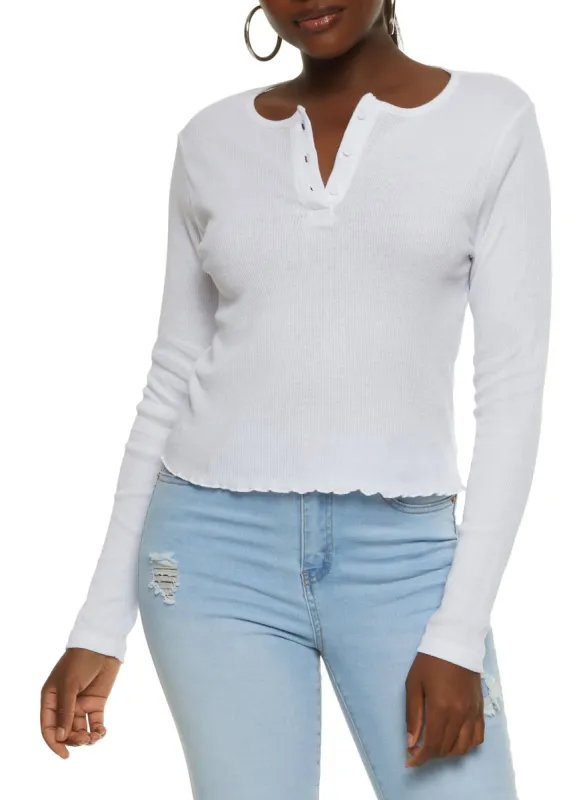 Lettuce Edge Henley Top sold by Rainbow