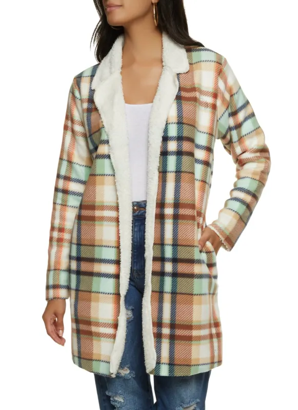 Sherpa Lined Open Front Longline Jacket sold by Rainbow