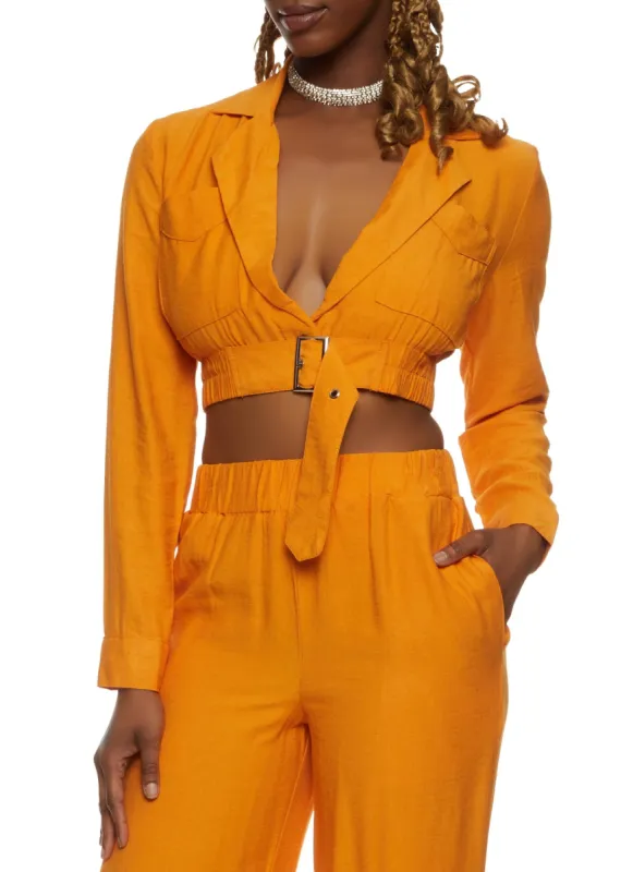 Linen Long Sleeve Belted Blazer sold by Rainbow