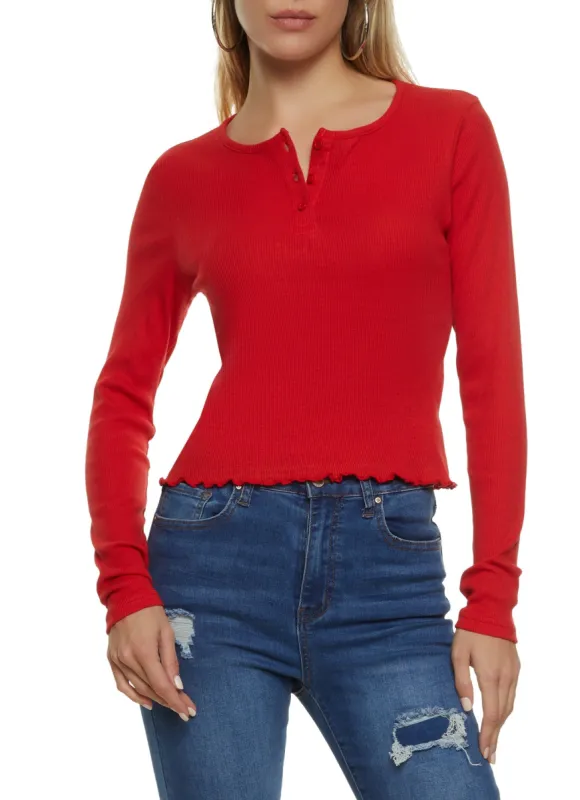 Lettuce Edge Henley Top sold by Rainbow