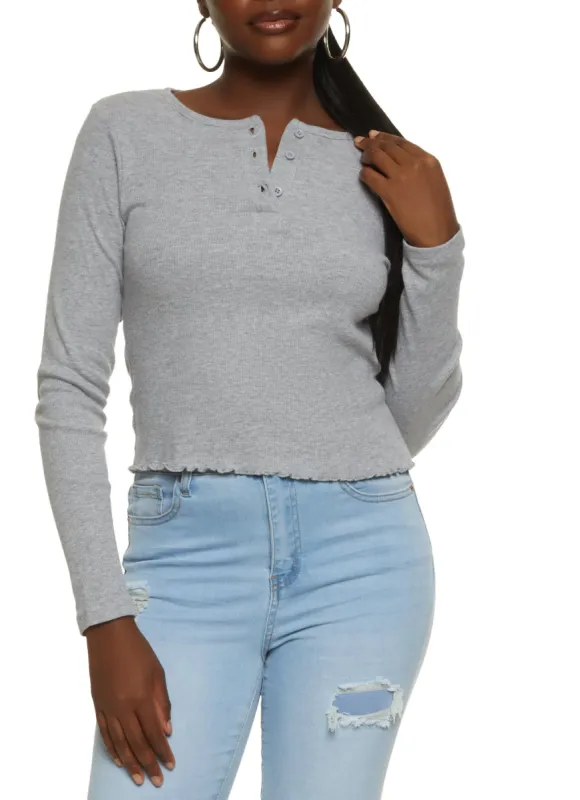 Lettuce Edge Henley Top sold by Rainbow