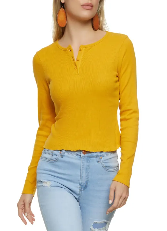 Lettuce Edge Henley Top sold by Rainbow