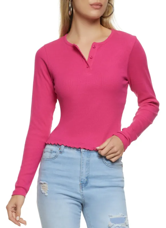Lettuce Edge Henley Top sold by Rainbow