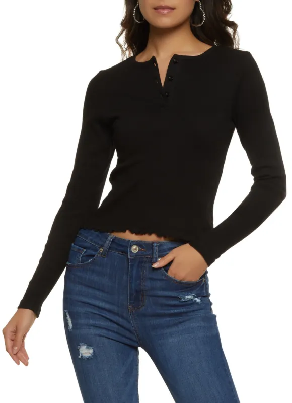 Lettuce Edge Henley Top sold by Rainbow