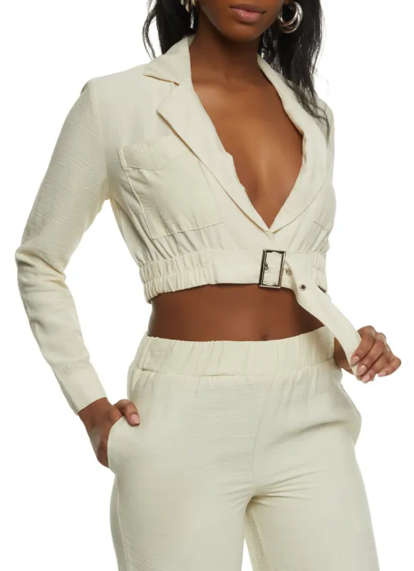 Linen Long Sleeve Belted Blazer sold by Rainbow