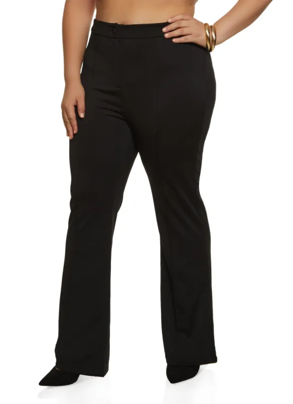 Plus Size Pintuck Ponte Boot Cut Pants sold by Rainbow