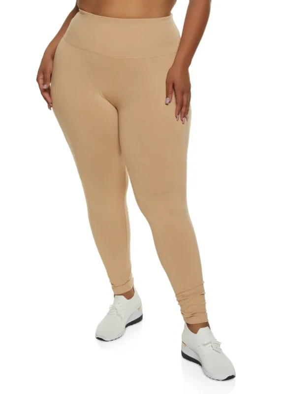 Plus Size Solid High Waist Leggings sold by Rainbow