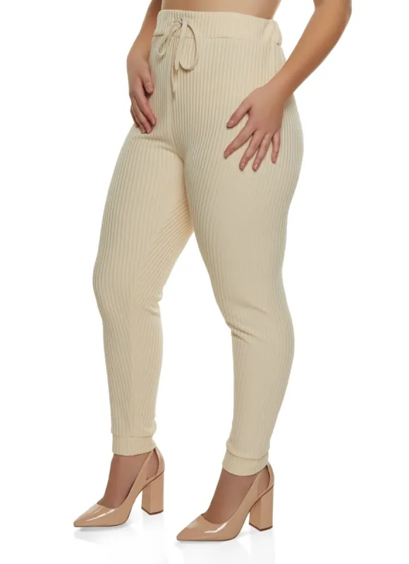 Plus Size Ribbed Knit High Waisted Leggings sold by Rainbow