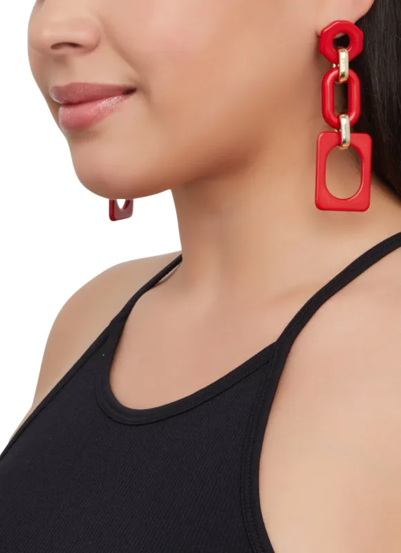 Chunky Geometric Drop Earrings sold by Rainbow