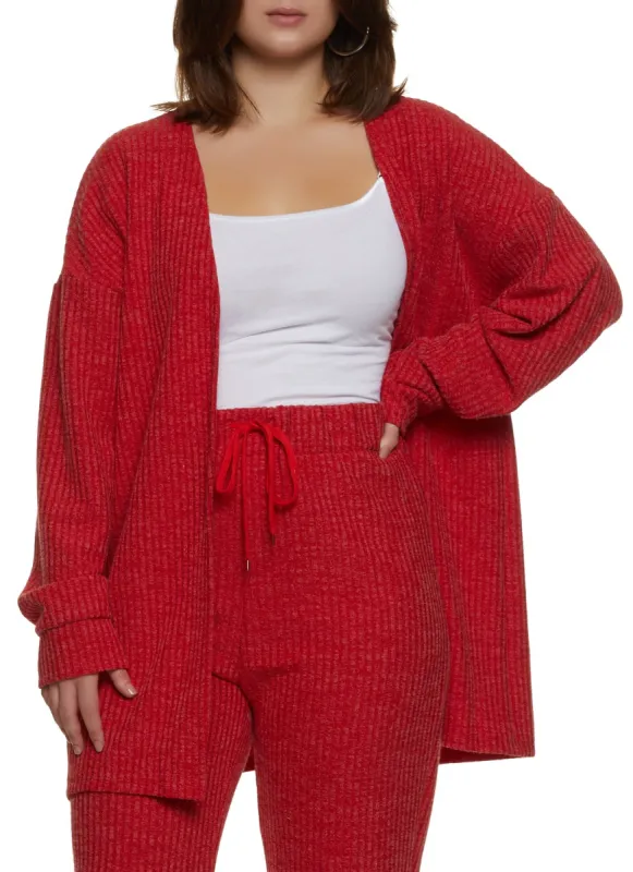 Plus Size Ribbed Open Front Duster sold by Rainbow
