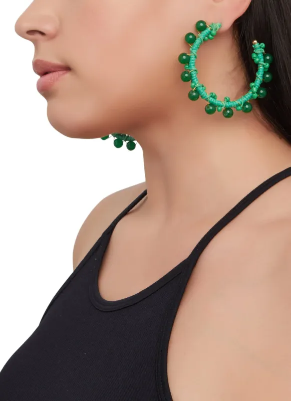 Woven Beaded Hoop Earrings sold by Rainbow