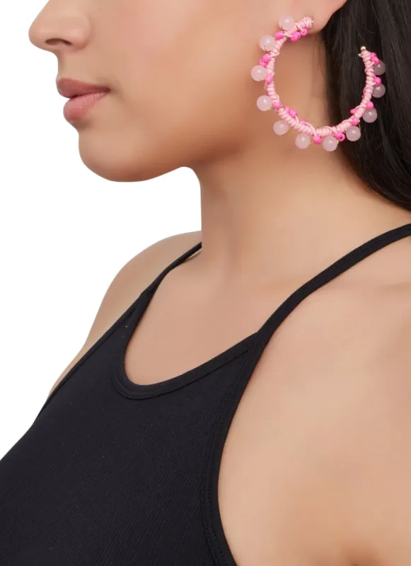 Woven Beaded Hoop Earrings sold by Rainbow