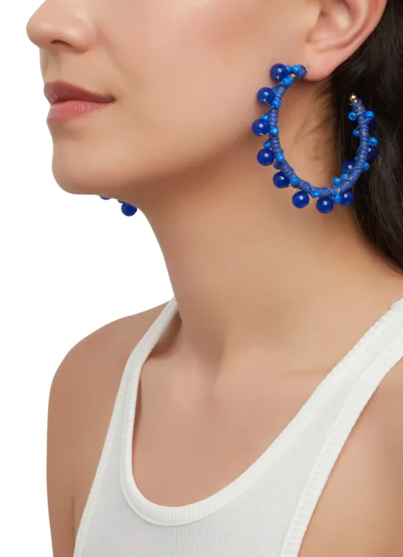 Woven Beaded Hoop Earrings sold by Rainbow