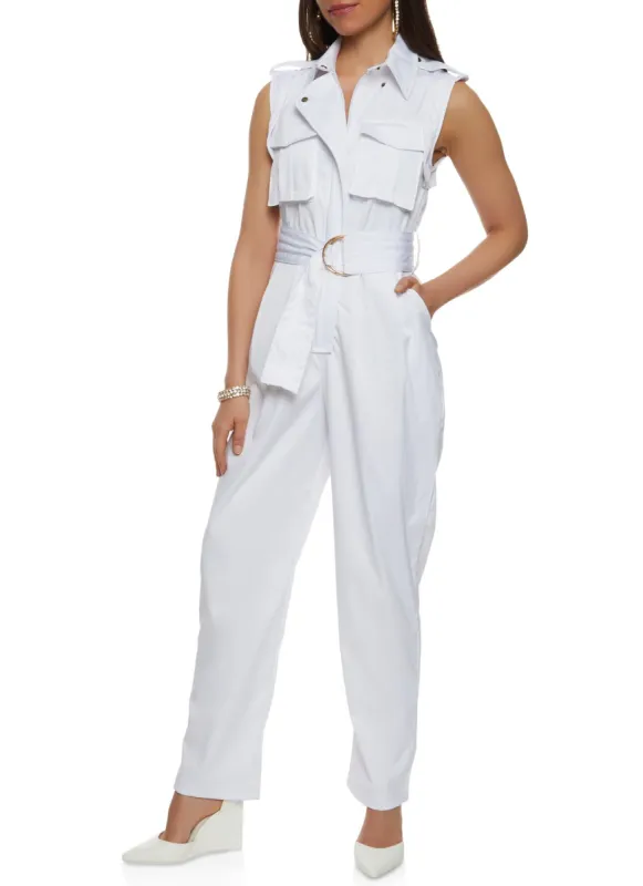 Zip Front Belted Jumpsuit sold by Rainbow