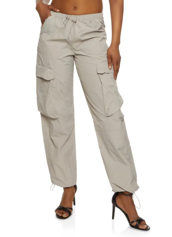 Nylon Drawstring Hem Cargo Pants sold by Rainbow
