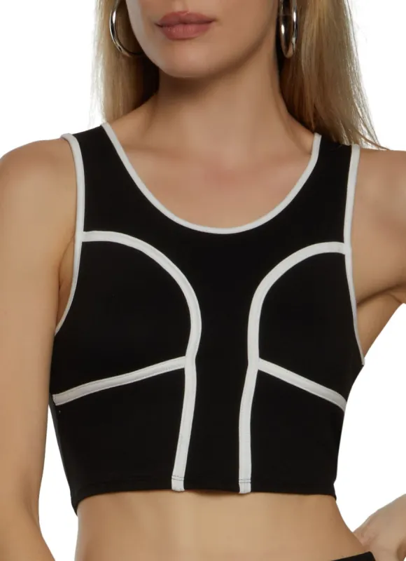 Activewear Contrast Trim Cropped Tank Top sold by Rainbow