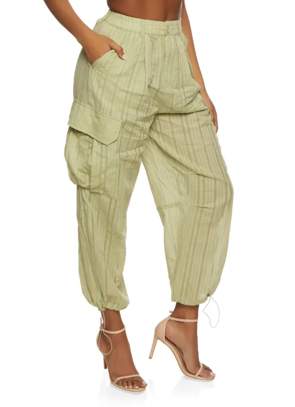 Eyelet Linen Cargo Pocket Joggers sold by Rainbow
