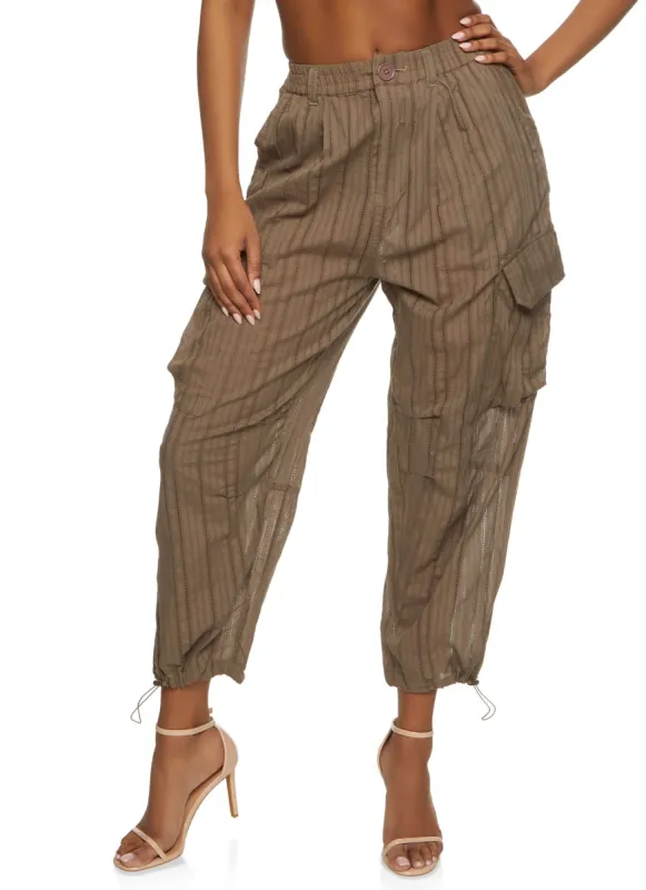 Eyelet Linen Cargo Pocket Joggers sold by Rainbow