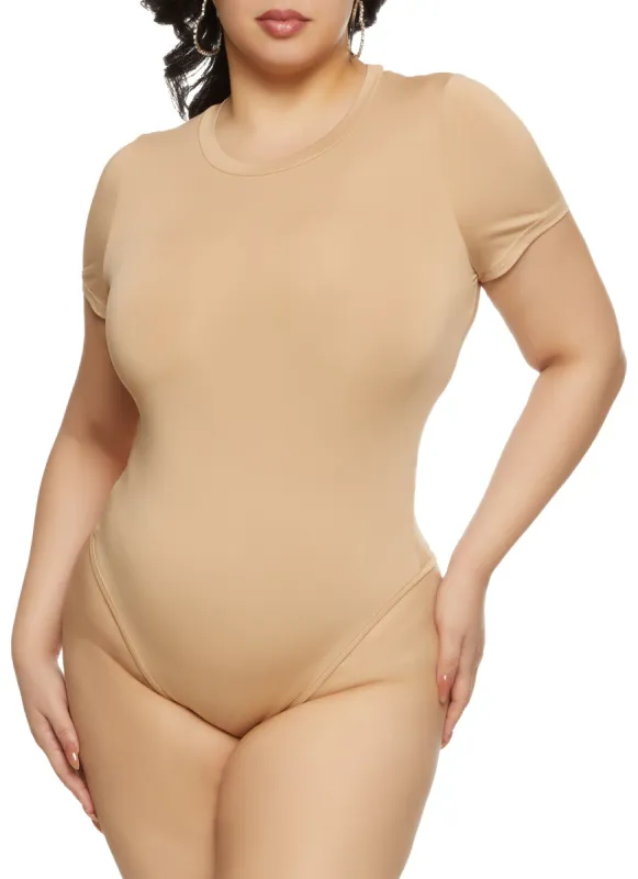 Plus Size Basic Crew Neck Bodysuit sold by Rainbow