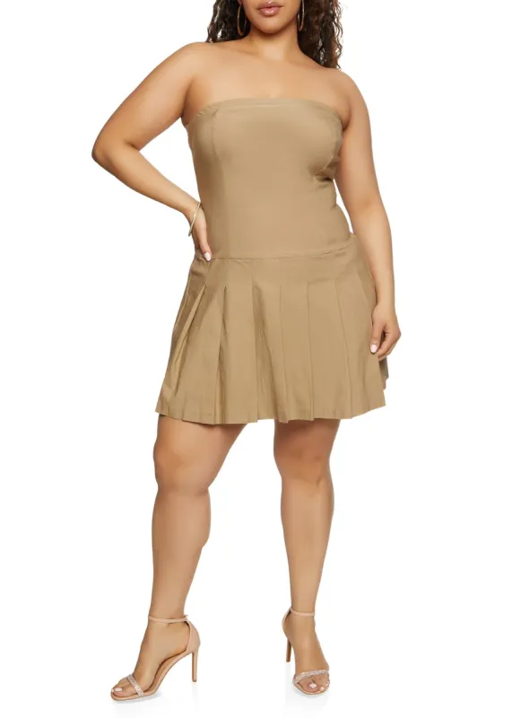 Plus Size Pleated Mini Tube Dress sold by Rainbow