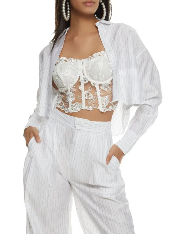 Pin Stripe Cropped Shirt sold by Rainbow