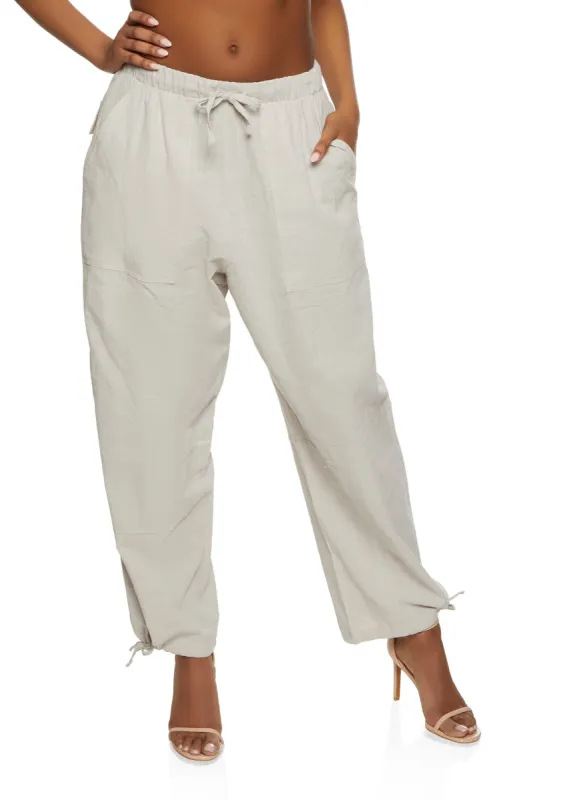 Drawstring Hem Linen Pants sold by Rainbow