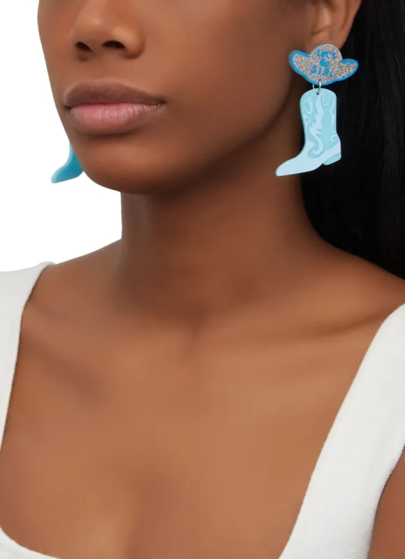 Lets Go Girl Cowboy Drop Earrings sold by Rainbow
