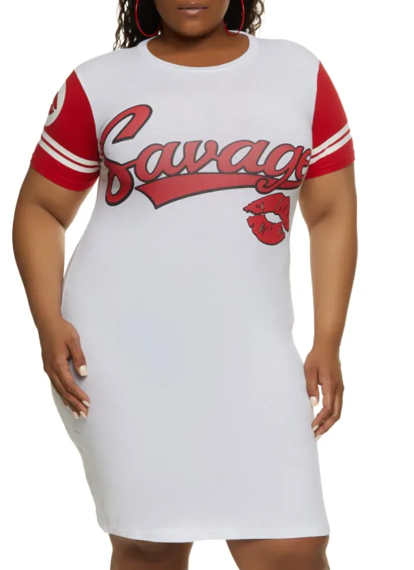 Plus Size Savage Graphic T Shirt Dress sold by Rainbow