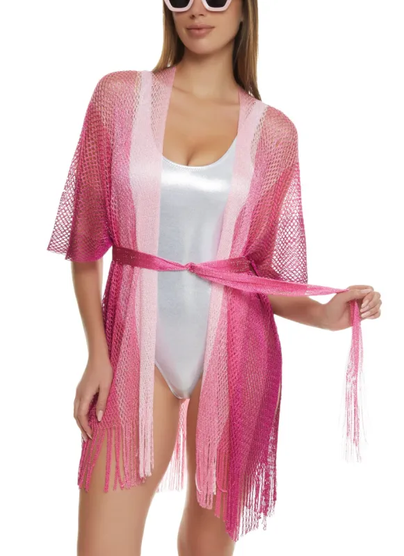 Ombre Lurex Fishnet Swim Cover Up sold by Rainbow