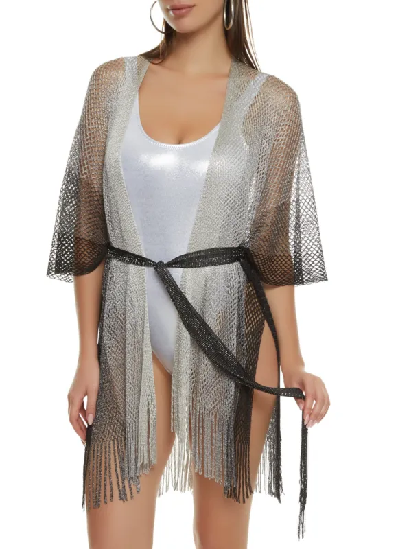 Ombre Lurex Fishnet Swim Cover Up sold by Rainbow