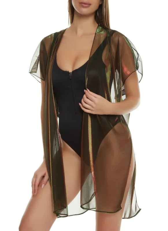 Short Sleeve Open Front Swim Cover Up sold by Rainbow