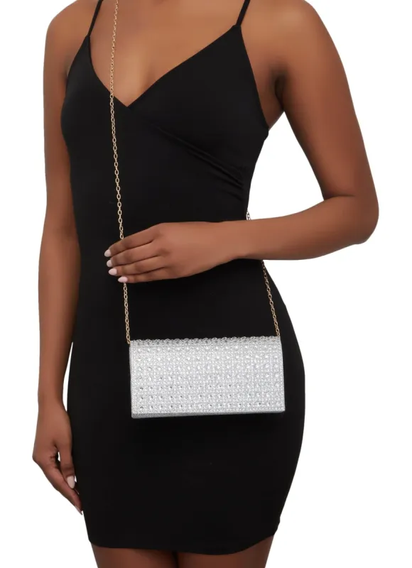 Rhinestone Studded Lurex Crossbody Clutch sold by Rainbow
