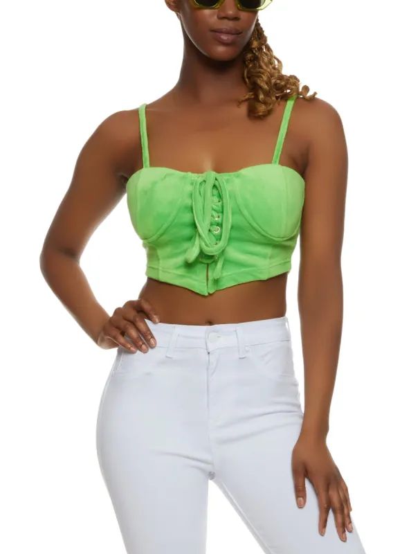Velour Lace Up Bustier Top sold by Rainbow