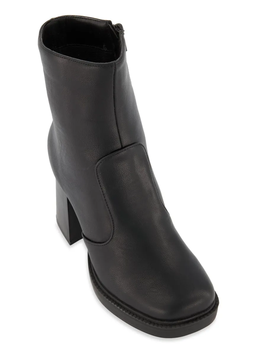 Block Heel Zip Booties sold by Rainbow