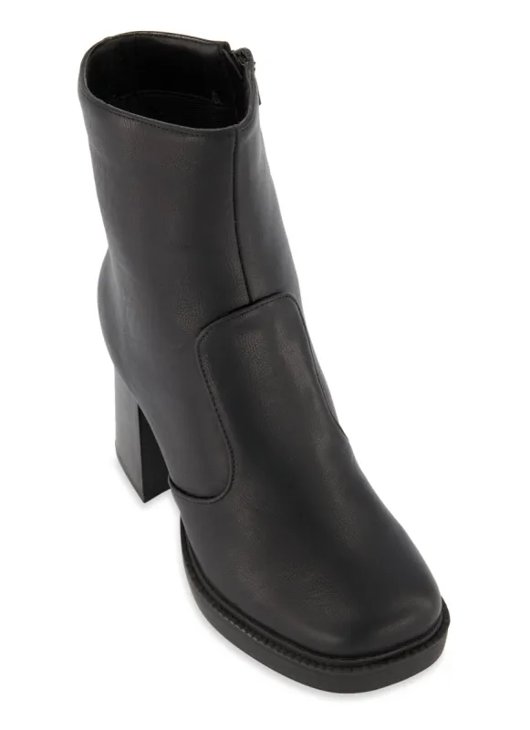 Block Heel Zip Booties sold by Rainbow