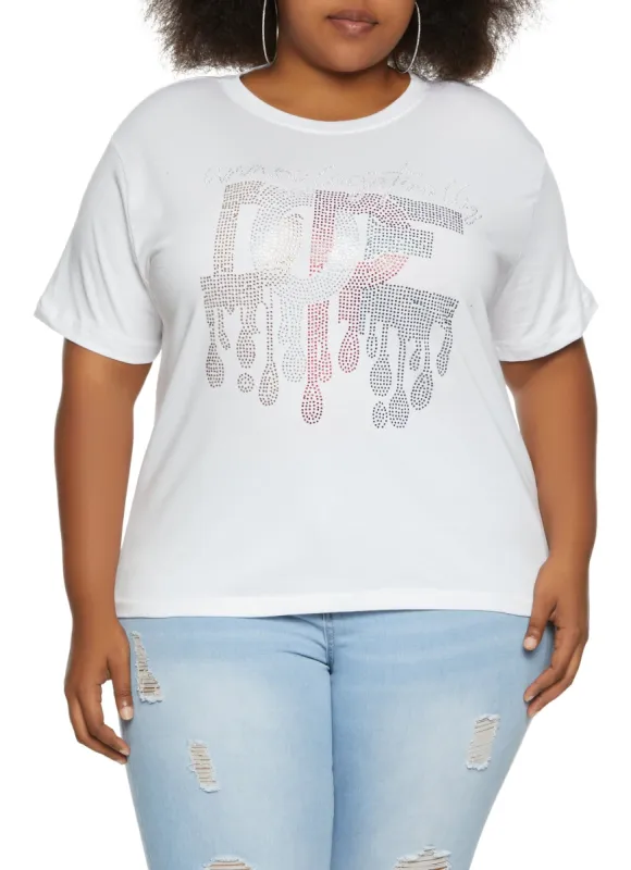 Plus Size Rhinestone Unapologetically Dope Graphic Tee sold by Rainbow