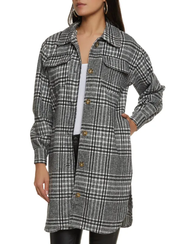 Plaid Oversized Button Front Shacket sold by Rainbow