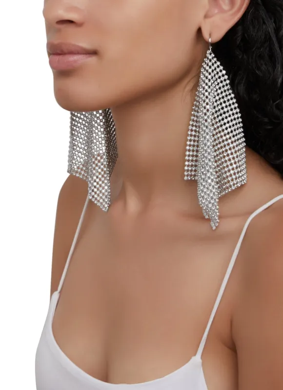 Mesh Rhinestone Drop Earrings sold by Rainbow