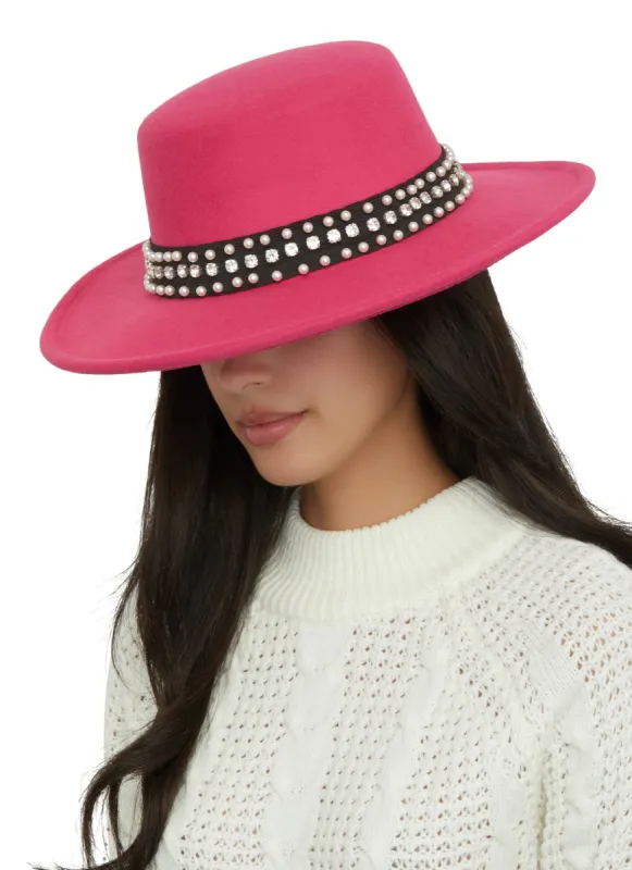 Faux Pearl Ribbon Trim Bolero Hat sold by Rainbow