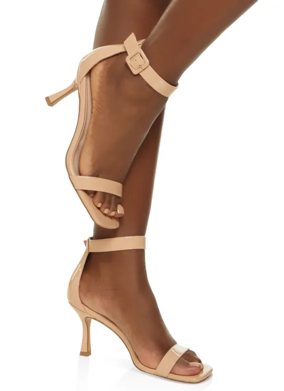 Square Toe Ankle Strap Mid Heel Sandals sold by Rainbow