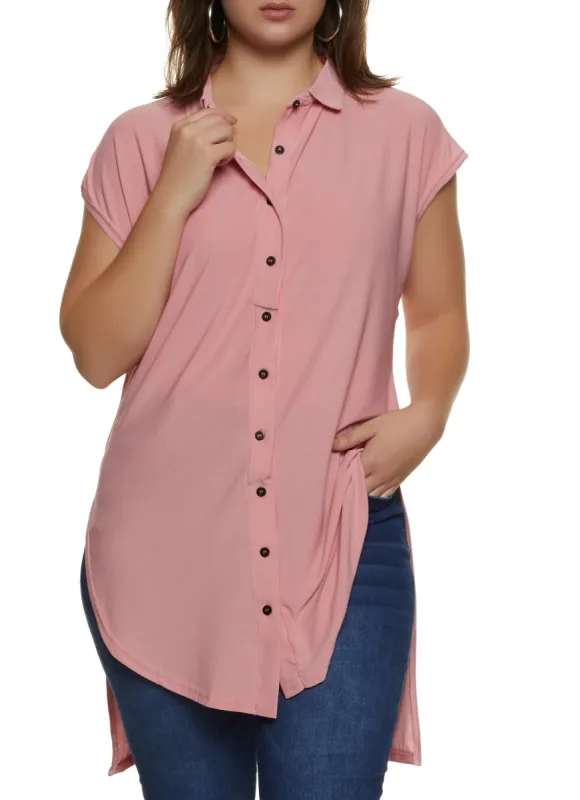 Plus Size Crepe Knit High Low Shirt sold by Rainbow