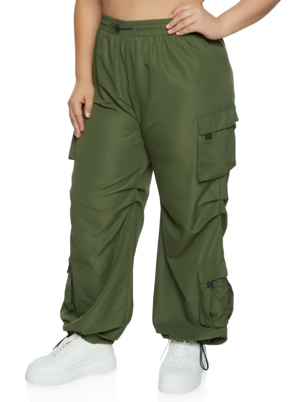 Plus Size Toggle Drawstring Parachute Pants sold by Rainbow
