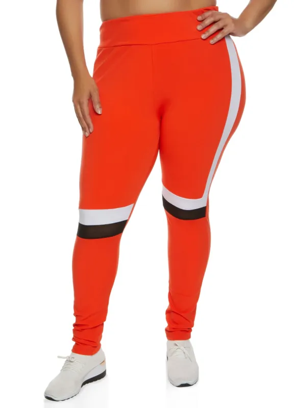 Plus Size Mesh Detail Color Block Active Leggings sold by Rainbow